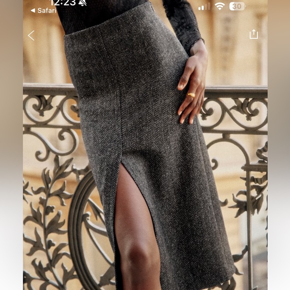 NWT Sezane Eloane Gray Herringbone Skirt - Picture 7 of 12